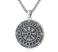 Eusense Ciondolo Vichingo a Bussola in Argento Sterling Collana Vegvisir Collana Vichinga Norrena per Donne Gioielli Rune Nordiche per Uomini Donne