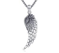 Eusense Collana Ali d'Angelo Argento Sterling 925 Ciondolo Ali d'Angelo Gioielli Vintage Regalo di Protezione per Donne Ragazze, 14 * 50 mm, Argento sterling, Zirconie sintetico