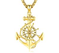 Eusense Collana Bussola in Argento Sterling 925 Ciondolo Ancora Rosa dei Venti Ciondolo Regalo di Laurea Gioielli per Uomini Donne