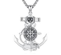 Eusense Collana con Ancora in Argento 925 Collana con Bussola Catena con Ciondolo a Forma di Ancora Gioielli Regalo per Uomini Donne