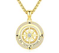 Eusense Collana con Bussola in Argento Sterling Ciondolo di Laurea Amicizia Talismano da Viaggio Collana Regalo Ispirativo Gioielli per Donne
