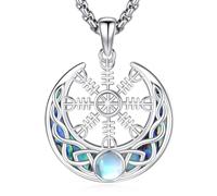 Eusense Collana con Bussola Vichinga Collana con Conchiglia di Abalone Collana con Bussola Lunare Catena di Gioielli Vichinghi Vegvisir Regalo per Donne Uomini Pagano Nordico