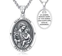 Eusense Collana con medaglia patronale | Gioiello con amuleto, San Antonio, Cristoforo, Francesco, Giuseppe, Giuseppe, Raphael, Sebastian, Michael, Vergine Mary