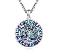 Eusense Collana dell'Albero Della Vita Vichingo in Argento 925 Ciondolo dell'Albero Della Vita Vichingo Catena di Rune Amuleto Nordico Vichingo Protezione Gioielli Regalo per Uomini Donne