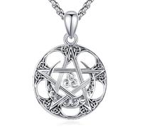 Eusense Collana Pentagramma Collana Dea Tripla Luna Argento 925 Ciondolo Ecate Ciondolo Sole e Luna Gioielli Regali Amuleto Spirituale Talismano Pagano Wiccano per Uomini Donne