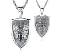 Eusense Collana San Michele Arcangelo/San Cristoforo/Crocifisso/Santa Vergine Maria Ciondolo Argento 925 Protezione Angelo Custode Amuleto Regalo Gioielli per Uomo Donna (SAN MIGUEL-B)