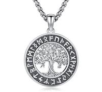 Eusense Collana vichinga con Albero della Vita Collana vichinga norrena Rune vichinghe Ciondolo amuleto Gioielli nordici Collana vichinga Regalo per Uomo Donna