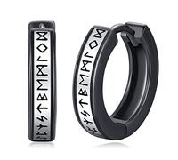 Eusense Orecchini a Cerchio Vichinghi in Argento Sterling 925 Vichingo Rune Orecchino Gioielli Amuleto Nordico per Uomo e Donna