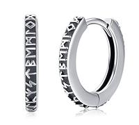Eusense Orecchini Cerchio Vichinghe in Argento Sterling 925 Orecchini Uomo Rune Gioielli Amuleto Nordico per Uomo e Donna