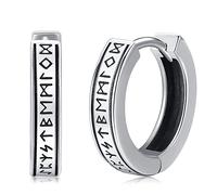 Eusense Orecchini Cerchio Vichinghe in Argento Sterling 925 Orecchini Uomo Rune Gioielli Amuleto Nordico per Uomo e Donna