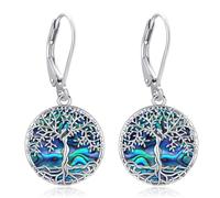 Eusense Orecchino a Forma di Albero Della vita Orecchini in Argento 925 con Conchiglia di Abalone Orecchini a Forma di Albero Della vita Pendenti Regalo di Gioielli per Donne Ragazze