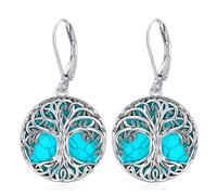 Eusense Orecchino con albero della vita Orecchini in argento 925 con conchiglia di abalone Orecchini pendenti Gioielli Regalo per donne ragazze