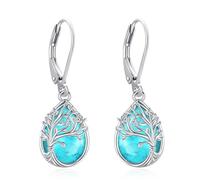 Eusense Orecchino dell'albero della vita in argento 925 con Orecchini di Turchese Orecchini Pendenti Regalo di Gioielli per Donne Signore