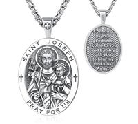 Eusense San Giuseppe Collana in argento 925 San Giuseppe Ciondolo a catena Protezione Amuleto Religioso Gioielli Regalo per Uomini e Donne