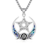 Eusense Tripla Luna Dea Ciondolo Pentagramma Argento 925 Collana Ecate Ciondolo Spirituale Amuleto Wiccan Pagan Sorcery Talismano Gioielli Regalo per Donne Ragazze