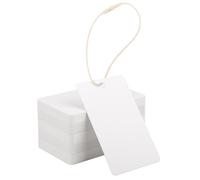 EUSOAR Etichette in Carta - 200 PCS Tag Regalo Bianco - Rettangolare 5x8cm Etichette Regalo - 300GSM Tags in Carta Kraft con Cordoni di Cotone Beige - Cartoncini per Bomboniere