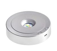 EUSTUMA Base espositiva rotante a LED, base espositiva in cristallo luminoso colorato, adatta per opere d'arte sferiche in cristallo di vetro, decorazioni per feste. (argento)