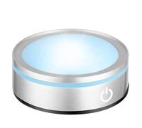 EUSTUMA Espositore rotondo antiscivolo con base luminosa a LED, base luminosa a led in cristallo, adatto per opere d'arte sferiche in cristallo, decorazione per feste e festività. (Base LED argento