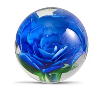 EUSTUMA Fermacarte a forma di fiore di vetro per la scrivania. Fai un regalo dalla persona che ami, decorazione da giardino. (blu)