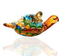EUSTUMA Ornamento di figurine di tartarughe marine di vetro, ornamento di animali marini per arredamento per la casa, vetro tartaruga scultura