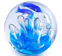 EUSTUMA Pallina in vetro soffiato a mano con statuette di corallo, fermacarte, pianta marina ornamento per acquario, collezione di piante marine per regalo di compleanno