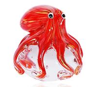 EUSTUMA Personaggio di polpo soffiato a bocca in vetro ornamento animale marino per acquario, collezione di animali marini come regalo di compleanno, fermacarte ufficio in vetro per scrivania