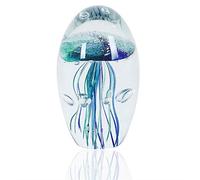 EUSTUMA Statuetta di meduse in vetro soffiato a mano,Fermacarte in vetro, ornamento di animali marini per acquario, collezione di animali marini per regalo di compleanno,