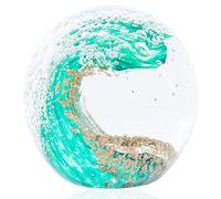 EUSTUMA Statuette in vetro soffiato a mano con onde oceaniche, fermacarte in vetro per scrivania, decorazione per la casa da collezione, per acquario e ufficio