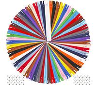 EuTengHao - 100 cerniere in nylon, 20cm, colorate per cucito, con piedino per cerniera, per sartoria, cucito, artigianato, abbigliamento, borse, artigianato (20 colori assortiti)