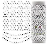 EuTengHao 1000 Pezzi Kit di Perline Lettera 28 Stili Alfabeto Perline Smiley Face Cuore Perline per Bracciali Collana Amicizia Gioielli Making (perline bianche Lettera nera)
