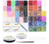 EuTengHao 14400pcs perline di vetro Bugle Seed Beads Kit perline tubo per braccialetto fai da te collane artigianato gioielli Making Supplies (7 mm, 300 per colore, 48 colori)