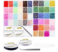 EuTengHao 16800pcs Tubo Kit perline di vetro Bugle Seed perline artigianali piccole perle per l'artigianato fai da te gioielli Making Supplies (3 mm, 350 per colore, 48 colori)