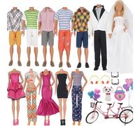 EuTengHao 30 vestiti e accessori per bambole da 30,5 cm, include 12 set di vestiti da indossare jeans e abiti da sposa, occhiali da bici tandem e palloncini colorati per bambole da 30,5 cm