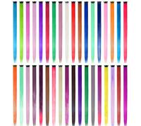 EuTengHao 36 confezioni di extension colorate con clip per capelli, 50 cm, per donne e bambini, multicolori, per feste in tinta unita, set di 36 colori