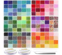 EuTengHao 57600 perline in vetro da 2 mm, piccole perline per fai da te, bracciali, collane, creazione di gioielli, forniture con anello di salto e chiusura a moschettone (144 colori, 400 pezzi per