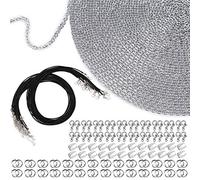 EuTengHao - Collana con catena da 100 anelli e 30 chiusure a moschettone, 5 cordini cerati, 1,5 mm, in acciaio inox, placcato argento, per gioielli, bracciali, riparazione