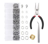 EuTengHao - Kit di 1504 anelli aperti e chiusure a moschettone per la riparazione di gioielli, accessori per la creazione di collane (argento)