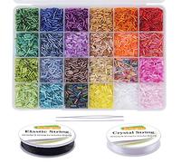 EuTengHao - Kit di perline in vetro, 9600 pezzi, per lavori fai da te, per bracciali, collane, gioielli, con corda elastica (7 mm, 24 colori)