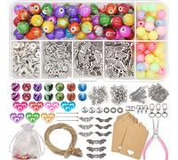 EuTengHao perline di charms ad ala d'angelo per la creazione di gioielli, kit di perline di pietra con motivo a inchiostro per la creazione di braccialetti portachiavi con schede di visualizzazione