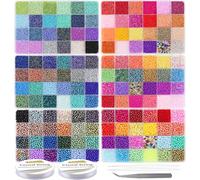 EuTengHao Perline di vetro artigianali di diverse dimensioni per braccialetti e collane fai da te, gioielli artigianali e forniture per la creazione di gioielli (144 colori, 2 mm, 3 mm e 4 mm)
