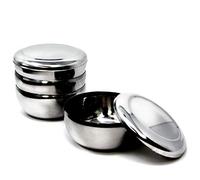 Eutuxia Ciotola per riso coreana in acciaio inox + coperchio, set da 4. tradizionale, rotondo e infrangibile. Mantiene caldo riso o zuppa con ciotola in metallo. Made in Korea