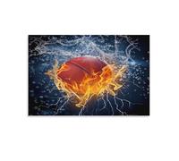 EUUMKOO Tela artistica da parete moderna con fiamme e pallacanestro, stampa astratta con spruzzi d'acqua, stampa per casa, soggiorno, camera da letto, decorazione da parete 50 x 75 cm