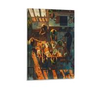 EUUMKOO Tela artistica da parete rustica per tavolo da pranzo, moderna con vista dall'alto verso il basso, stampa su tela, decorazione artistica per casa, soggiorno, camera da letto, decorazione da