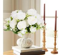 EUWLY Bouquet di 4 peonie artificiali di lusso, in seta realistica al tatto, con steli, per matrimoni, decorazione per la casa, vasi, centrotavola, non appassisce (bianco, peonia)