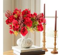 EUWLY Bouquet di 4 peonie artificiali di lusso, in seta realistica al tatto, con steli, per matrimoni, decorazione per la casa, vasi, centrotavola, non appassisce (rosso, rosa)