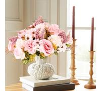 EUWLY Bouquet di lusso di 4 peonie artificiali, peonie in seta Real Touch con steli per matrimoni, decorazione per la casa, composizioni in vaso, centrotavola, non appassisce mai (rosa, Rose)