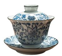 EUXHTYWP Ciotola da tè tradizionale cinese, 170 ml, tazza da tè in ceramica Gaiwan blu e bianca, set da tè for la cerimonia del tè, zuppiera