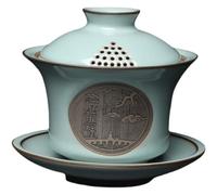 EUXHTYWP Ciotola da tè tradizionale cinese, ciotola Gaiwan Ru Kiln da 150 ml, set da tè fatto a mano in ceramica for la casa, zuppiera for la cerimonia del tè