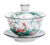 EUXHTYWP Ciotola da tè tradizionale cinese, Jingdezhen Gaiwan multicolore, zuppiera in ceramica con uccelli, tazza da tè, set da tè for la casa