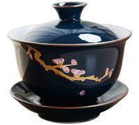 EUXHTYWP Ciotola da tè tradizionale cinese, tazza da tè Gaiwan in ceramica, zuppiera da tè fatta a mano, set da tè retrò cinese for la casa, stoviglie